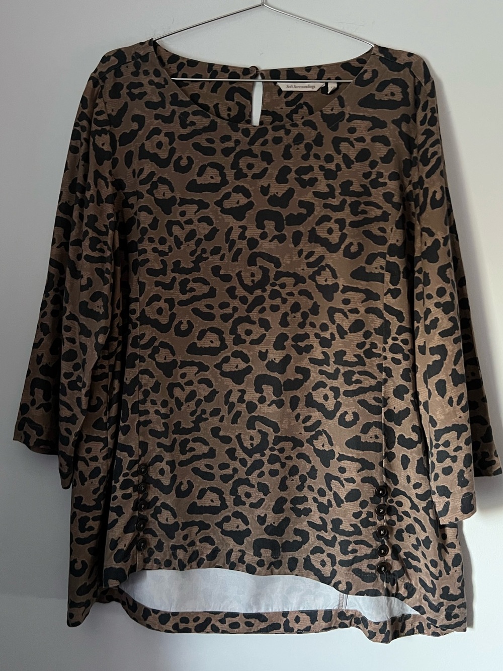 Soft Surroundings Leopard Animal Print Tunic Lyocell Brown Lagenlook Fall